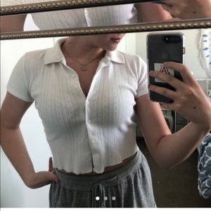 Button up cropped tee